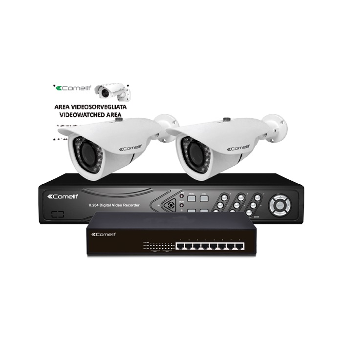 Kit IP Easy, NVR IPNVR085B HDD 1TB + 2 telecamere IPCAM065A + switch IPSWP080A + cartello 43500