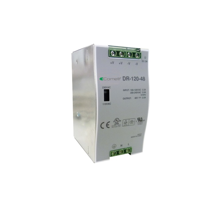 Alimentatore montante 110-230VAC/55VDC 120W, sistema ViP, montaggio DIN 4 moduli
