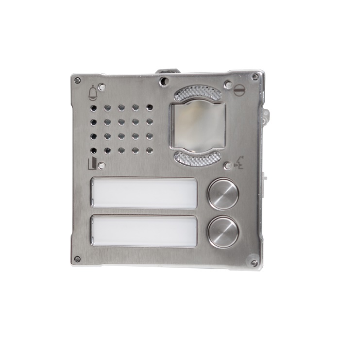 Serie Vandalcom - Modulo 2 pulsanti predisposto per unità audio/video, acciaio inox 316 2,5mm
