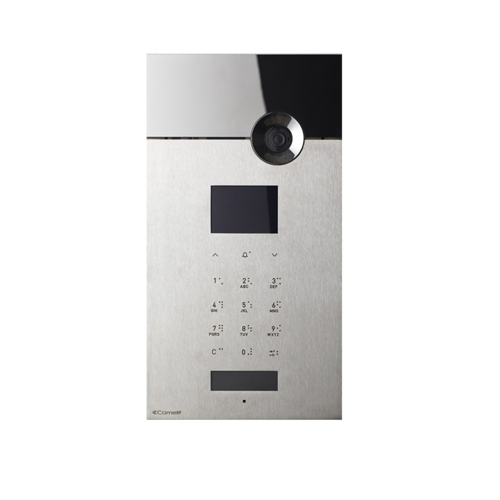 Serie 3one6 - Pulsantiera video da incasso in acciaio inox AISI 316, 15 pulsanti sense, sistema ViP, display LCD, tastiera codici, IK08, H.264