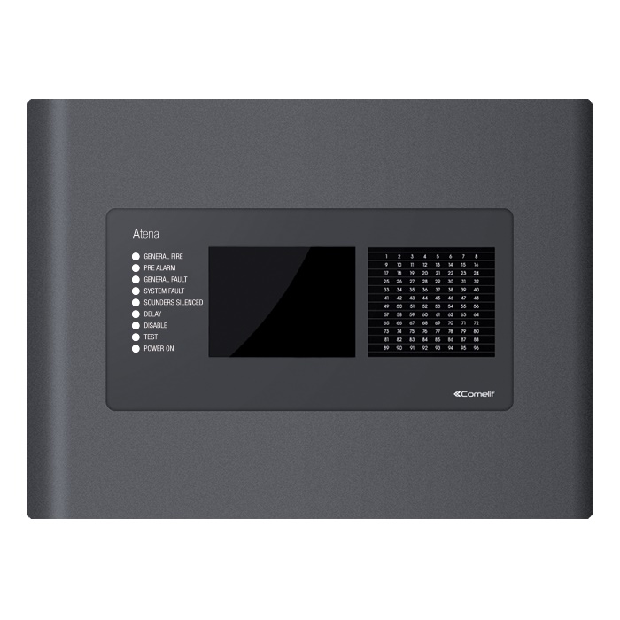 Serie Atena - Centrale indirizzata metallica Atena, 1-4 loop, display touch 320x240, CPU ridondante, EN54-2/4