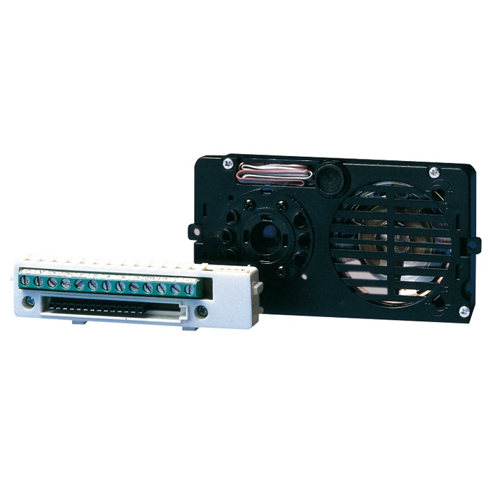Serie Powercom - Gruppo audio/video per cablaggio tradizionale, telecamera pin-hole CCD 1/4 colori, LED orientabile