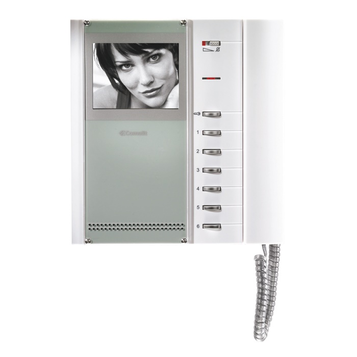 Serie Bravo - Monitor B/N con cornetta, schermo 4, pulsanti apriporta e funzioni, regolazione luminosità/contrasto/volume