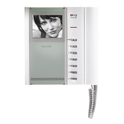 Serie Bravo - Monitor B/N con cornetta, schermo 4, pulsanti apriporta e funzioni, regolazione luminosità/contrasto/volume