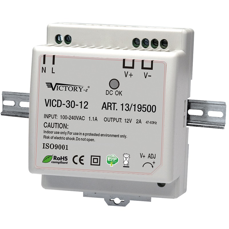 Alimentatore switch 30W 12V uscita singola montaggio guida DIN per impianti elettrici e automazione