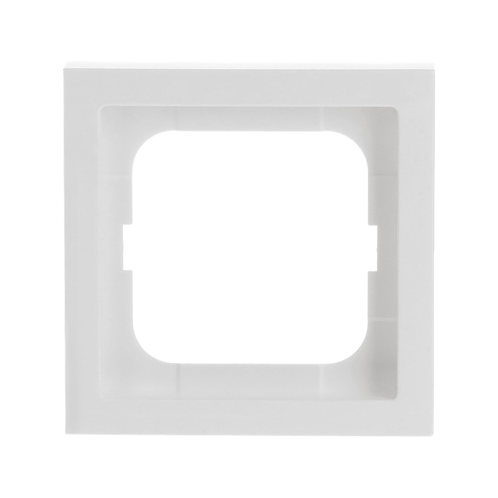 Cover frame 1-gang bianco opaco con angoli arrotondati per sistemi canaline