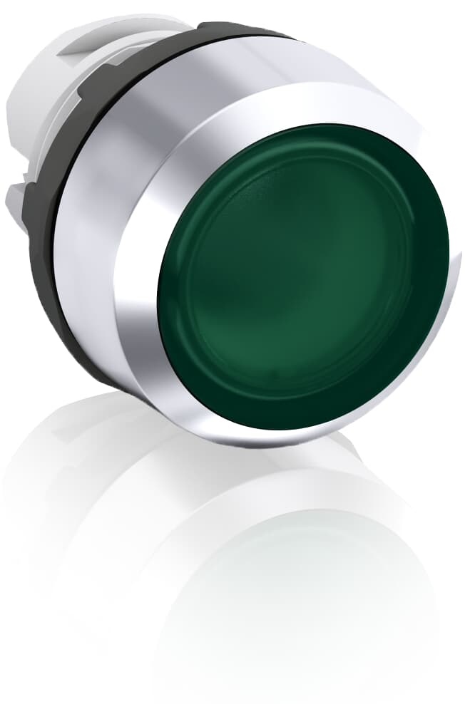 Pulsante segnalazione verde illuminato mantenuto per quadri elettrici industriali e civili