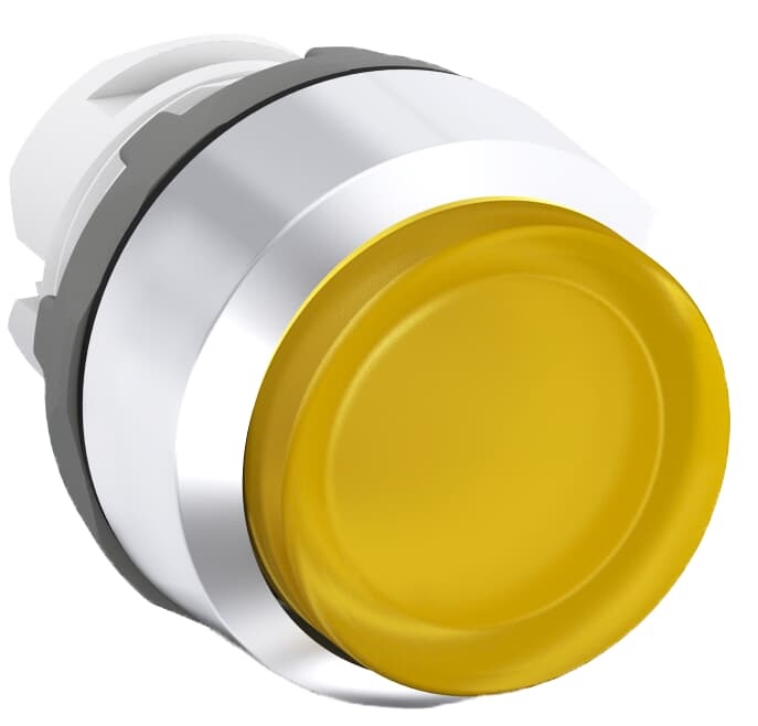 Pulsante comando mantenuto illuminato giallo compatto per quadri elettrici industriali