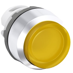 Pulsante comando mantenuto illuminato giallo compatto per quadri elettrici industriali