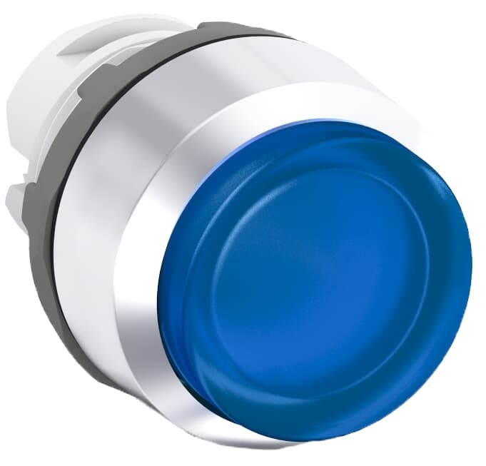 Pulsante comando momentaneo illuminato blu design compatto per impianti elettrici residenziali e commerciali