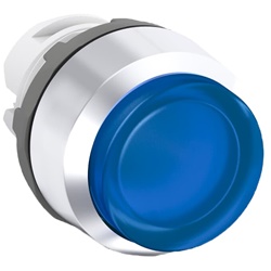 Pulsante comando momentaneo illuminato blu design compatto per impianti elettrici residenziali e commerciali