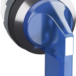 Selettore 2 posizioni mantenuto maniglia lunga blu illuminato ghiera cromata per controllo circuiti elettrici industriali