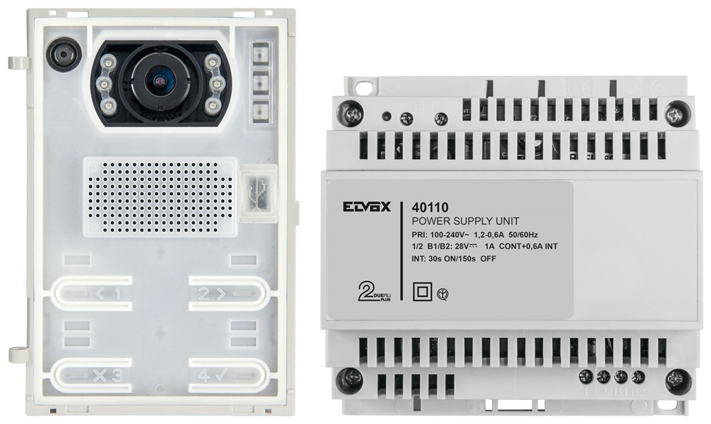 Kit audio video grandangolo duplex espandibile Due Fili Plus per installazioni residenziali e commerciali