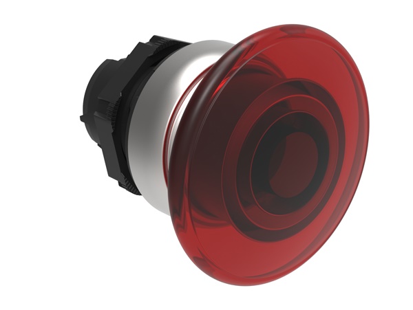 Pulsante fungo luminoso 40mm rosso per comando a impulso serie Platinum