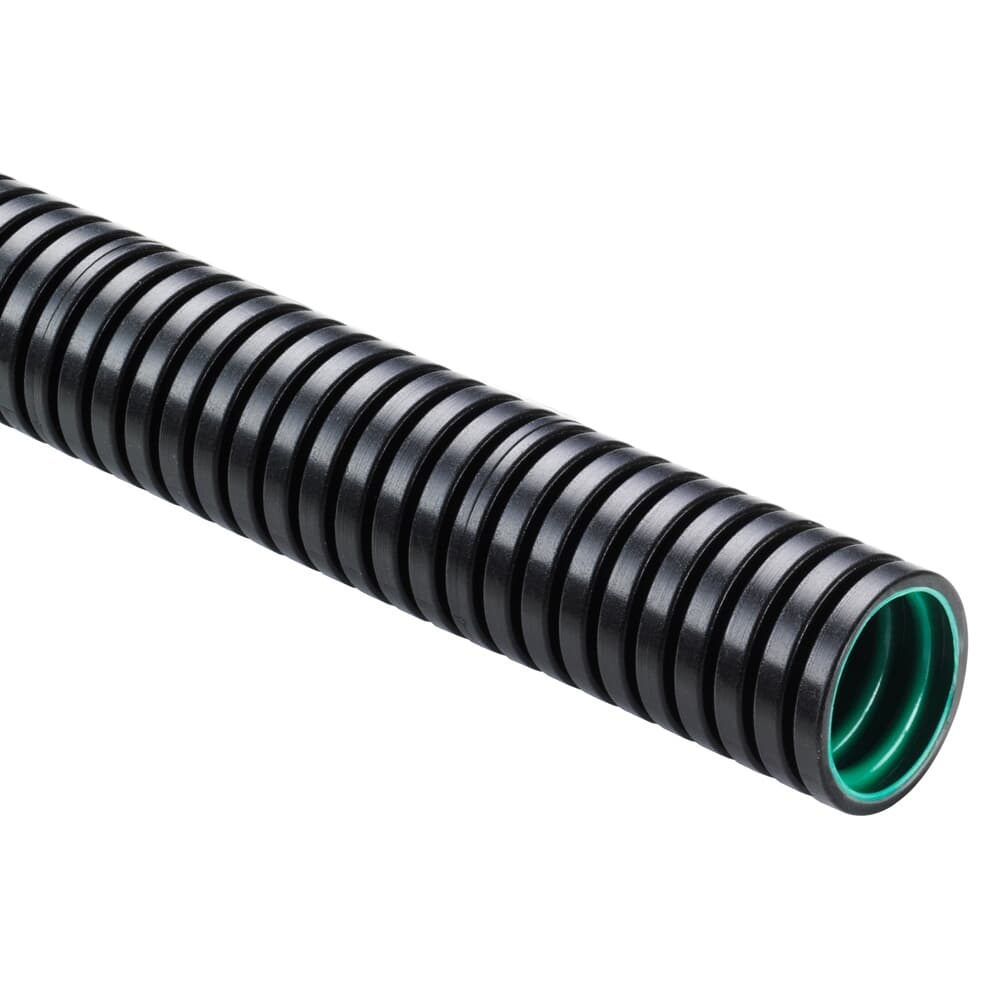 Guaina corrugata multilayer flessibile PA12/PA6 DN23 per impianti elettrici nero/verde